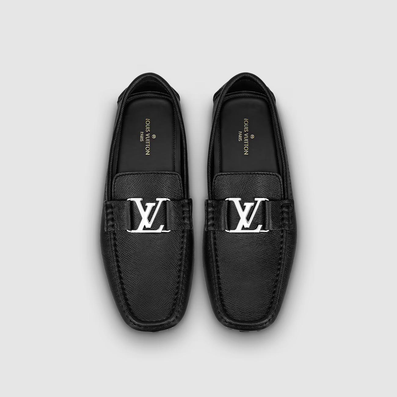 Giày Louis Vuitton Monte Carlo Moccasin Nam Đen Trơn 